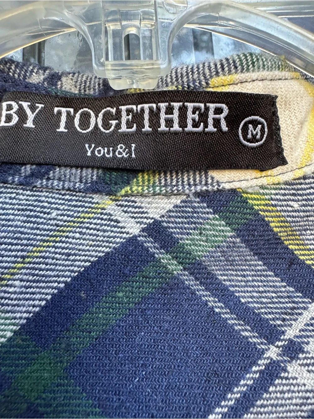 By Together Navy Blue & Yellow Plaid Longline Cotton Shacket Dress M